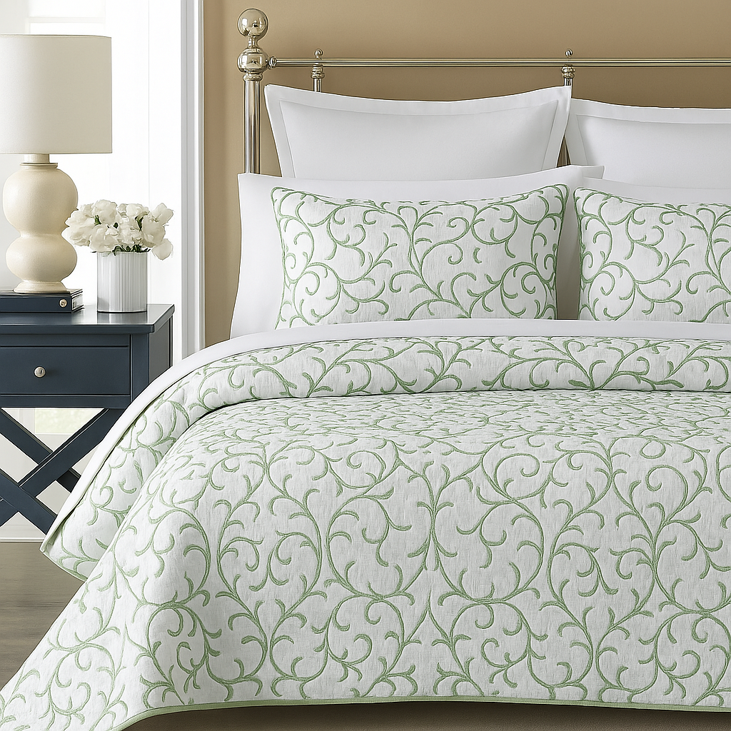 Reversible Cotton Quilt Set Embroidered & Cozy Bedding