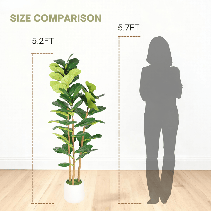 5.2FT Artificial Fiddle Leaf Fig Tree with Decorative White Pot for Indoor Décor - posh&amp;polish variety