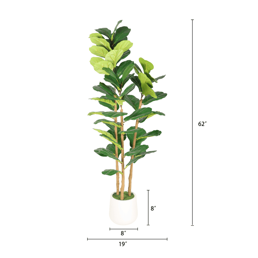 5.2FT Artificial Fiddle Leaf Fig Tree with Decorative White Pot for Indoor Décor - posh&amp;polish variety