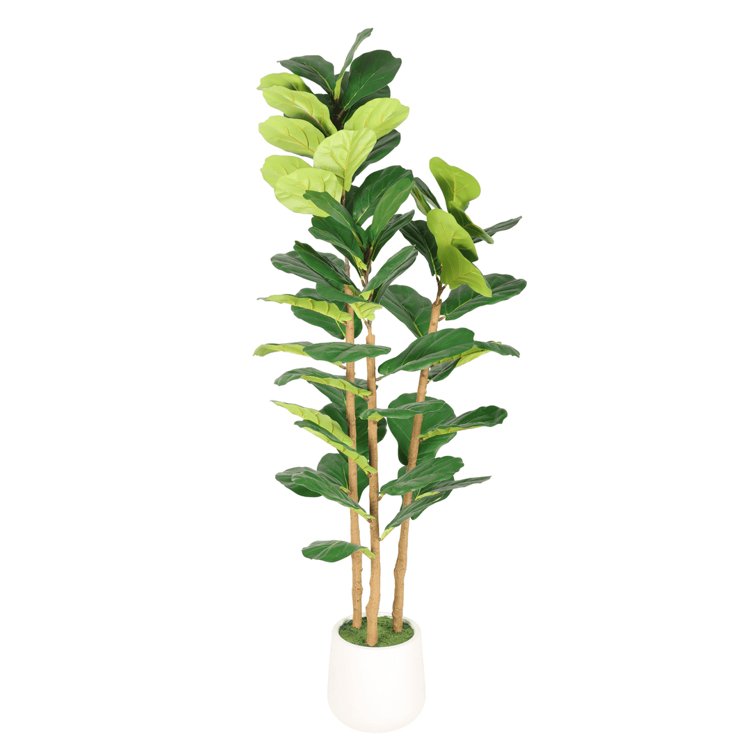 5.2FT Artificial Fiddle Leaf Fig Tree with Decorative White Pot for Indoor Décor - posh&amp;polish variety