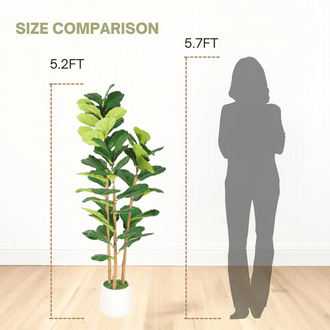 5.2FT Artificial Fiddle Leaf Fig Tree with Decorative White Pot for Indoor Décor - posh&amp;polish variety