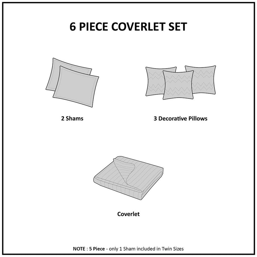 6 Piece Reversible Quilt Set with Throw Pillows - posh&amp;polish variety