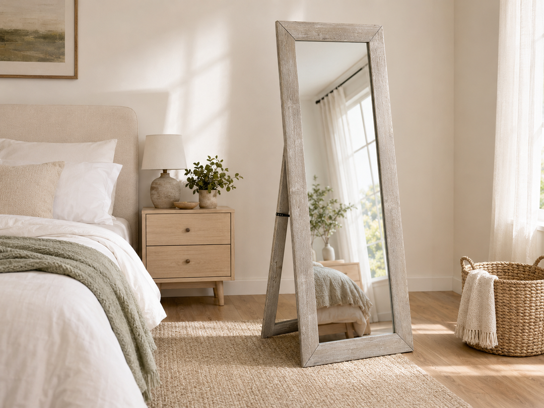 Cadence Tempered Glass Full Length Mirror Grey Washed Oak