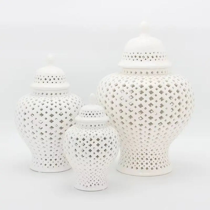 White ceramic Ginger Vase set of 3