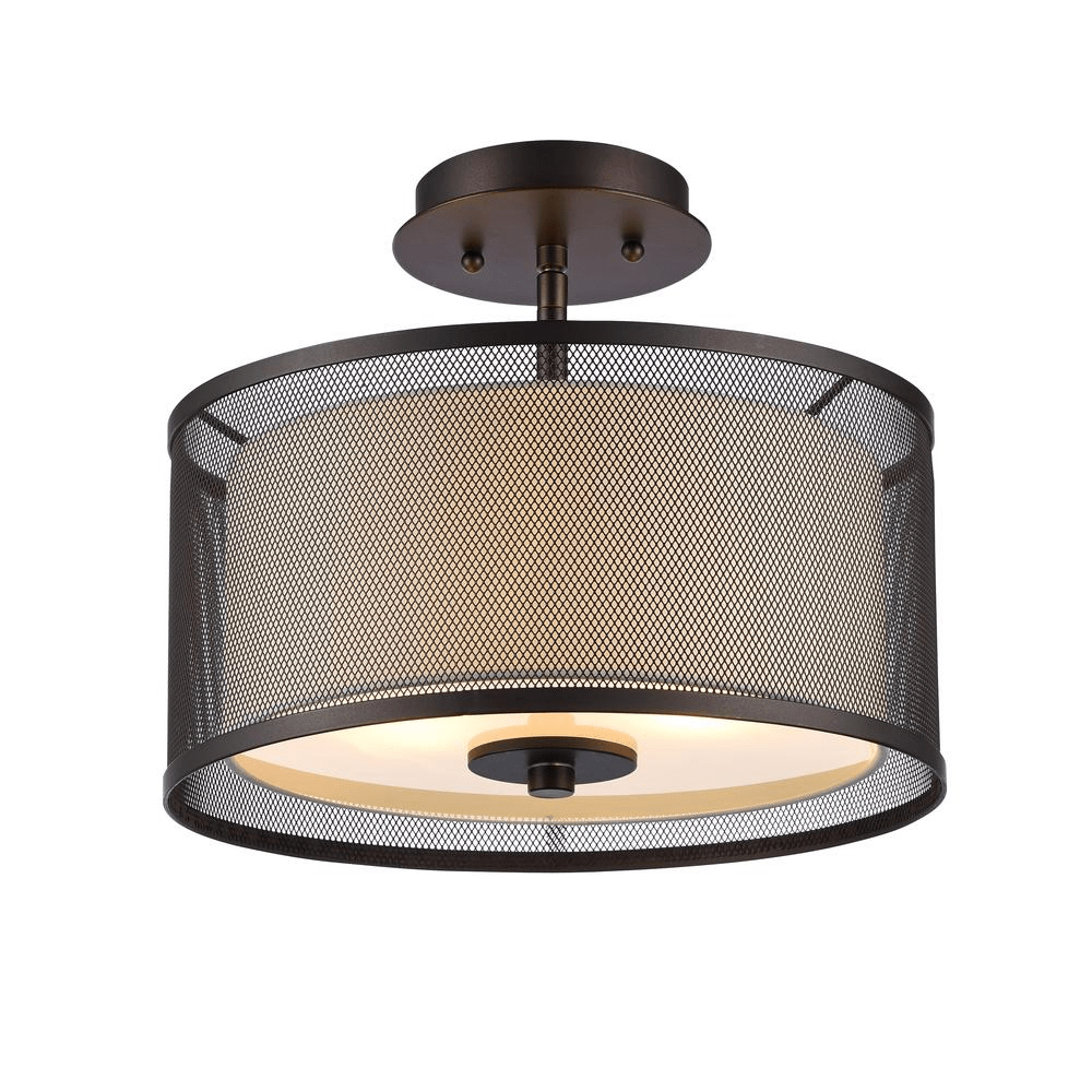 Audrey Semi-Flush Ceiling Light – 2-Light Oil Rubbed Bronze, 13" Wide - posh&polish variety