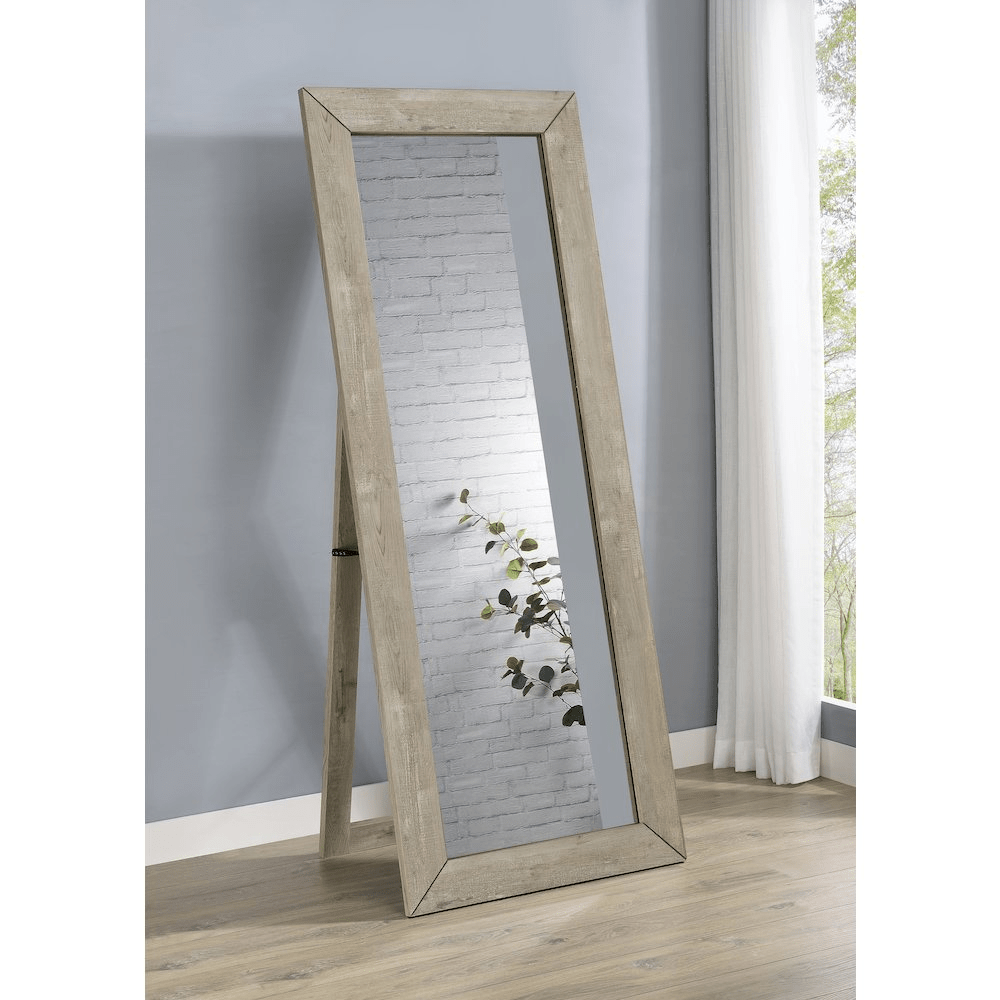 Cadence Tempered Glass Full Length Mirror Grey Washed Oak - posh&amp;polish variety