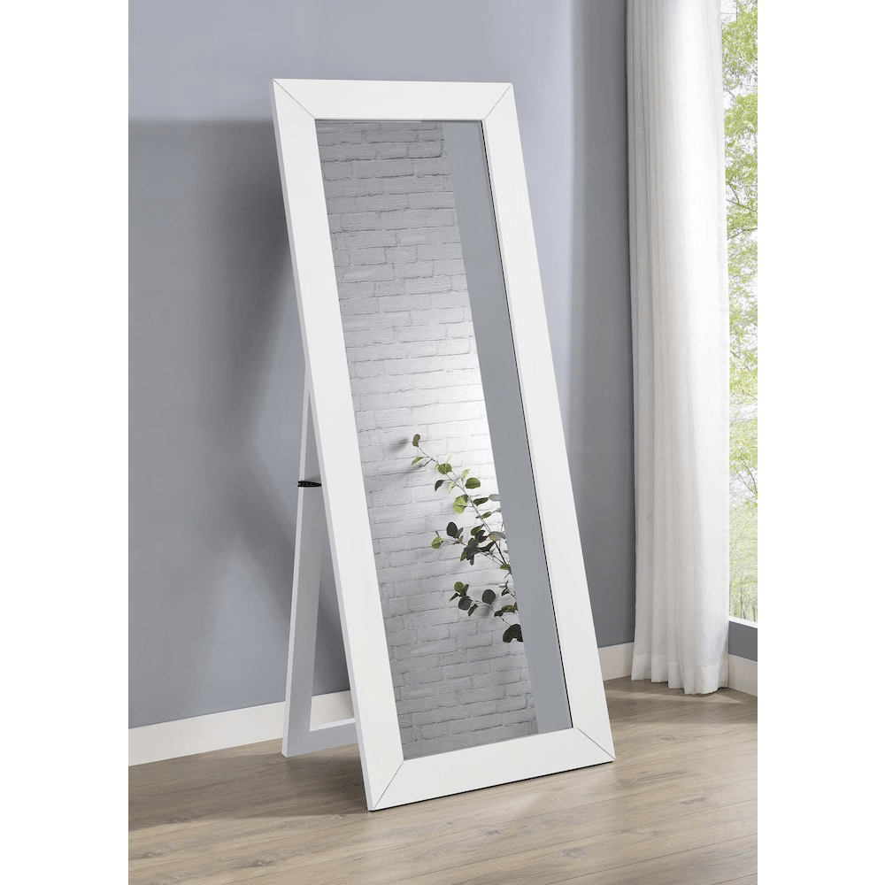 Cadence Tempered Glass Full Length Mirror White High Gloss - posh&amp;polish variety