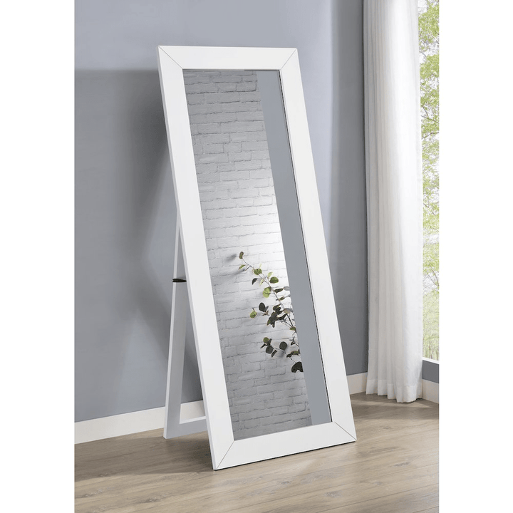 Cadence Tempered Glass Full Length Mirror White High Gloss - posh&amp;polish variety