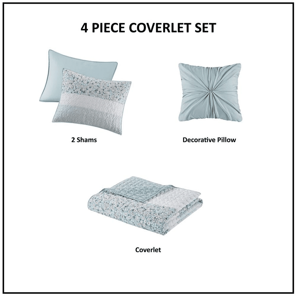 Caralie Seersucker Quilt Set, 4-Piece - posh&amp;polish variety