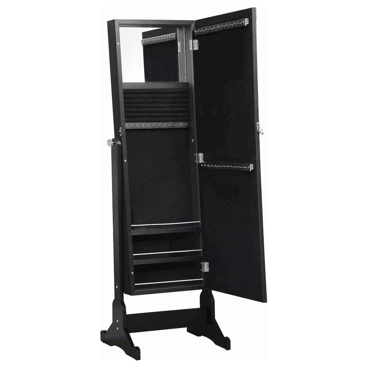 Cortez Cheval Mirror with Hidden Jewelry Storage – Black - posh&amp;polish variety
