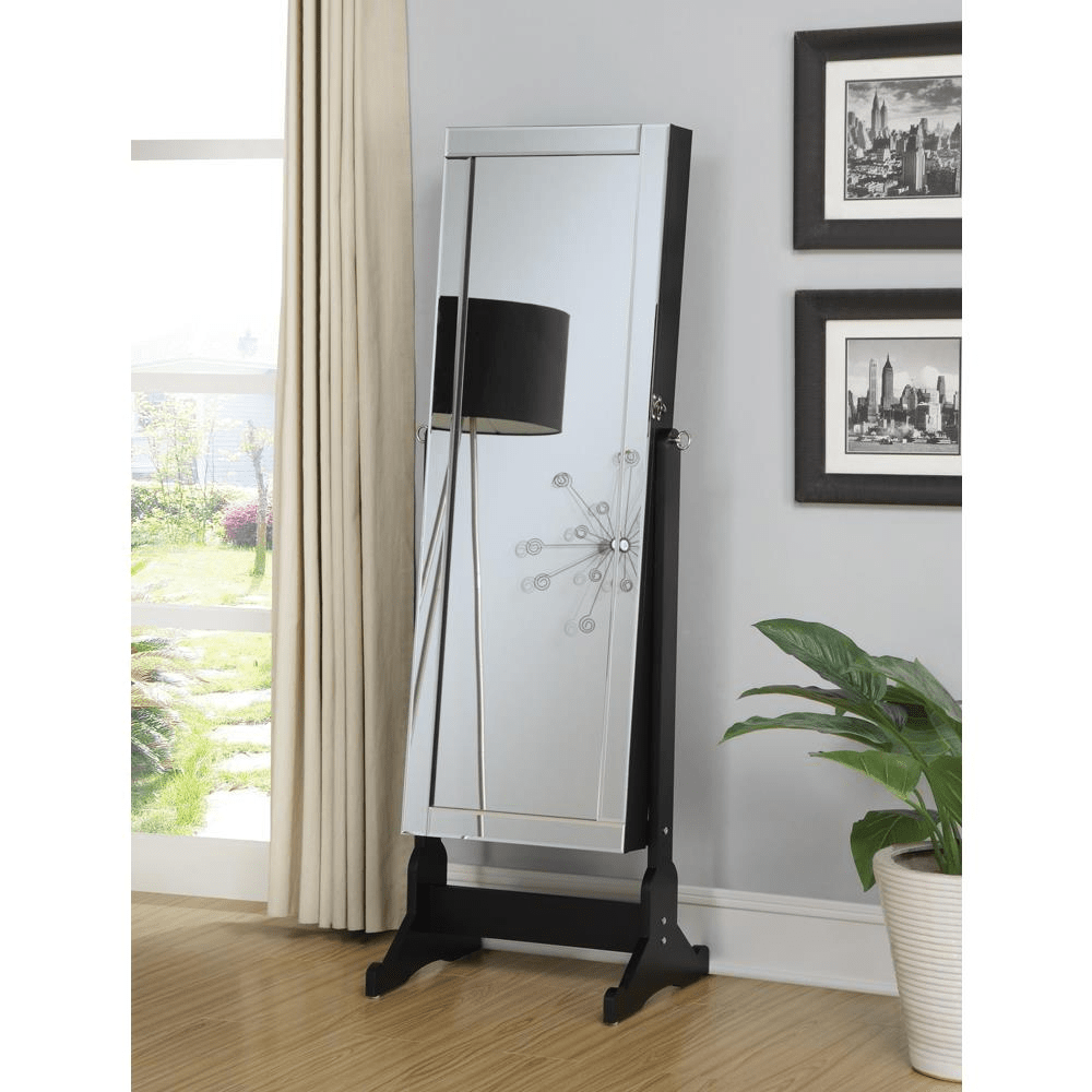 Cortez Cheval Mirror with Hidden Jewelry Storage – Black - posh&polish variety