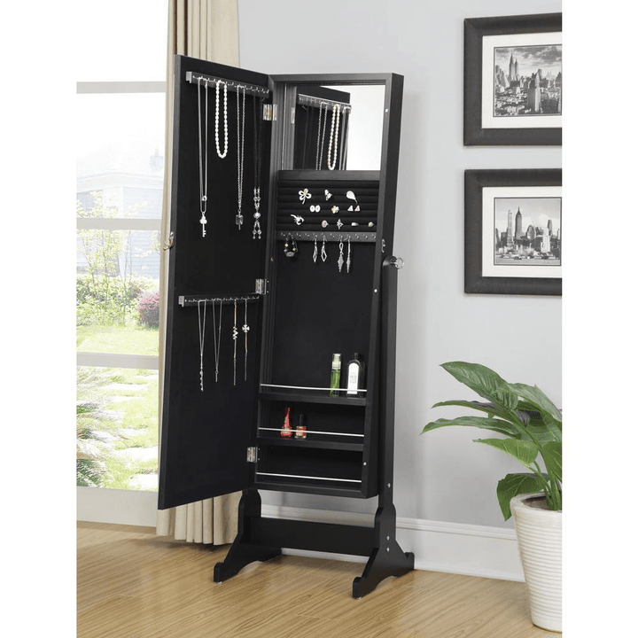 Cortez Cheval Mirror with Hidden Jewelry Storage – Black - posh&amp;polish variety