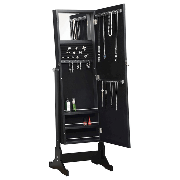 Cortez Cheval Mirror with Hidden Jewelry Storage – Black - posh&amp;polish variety