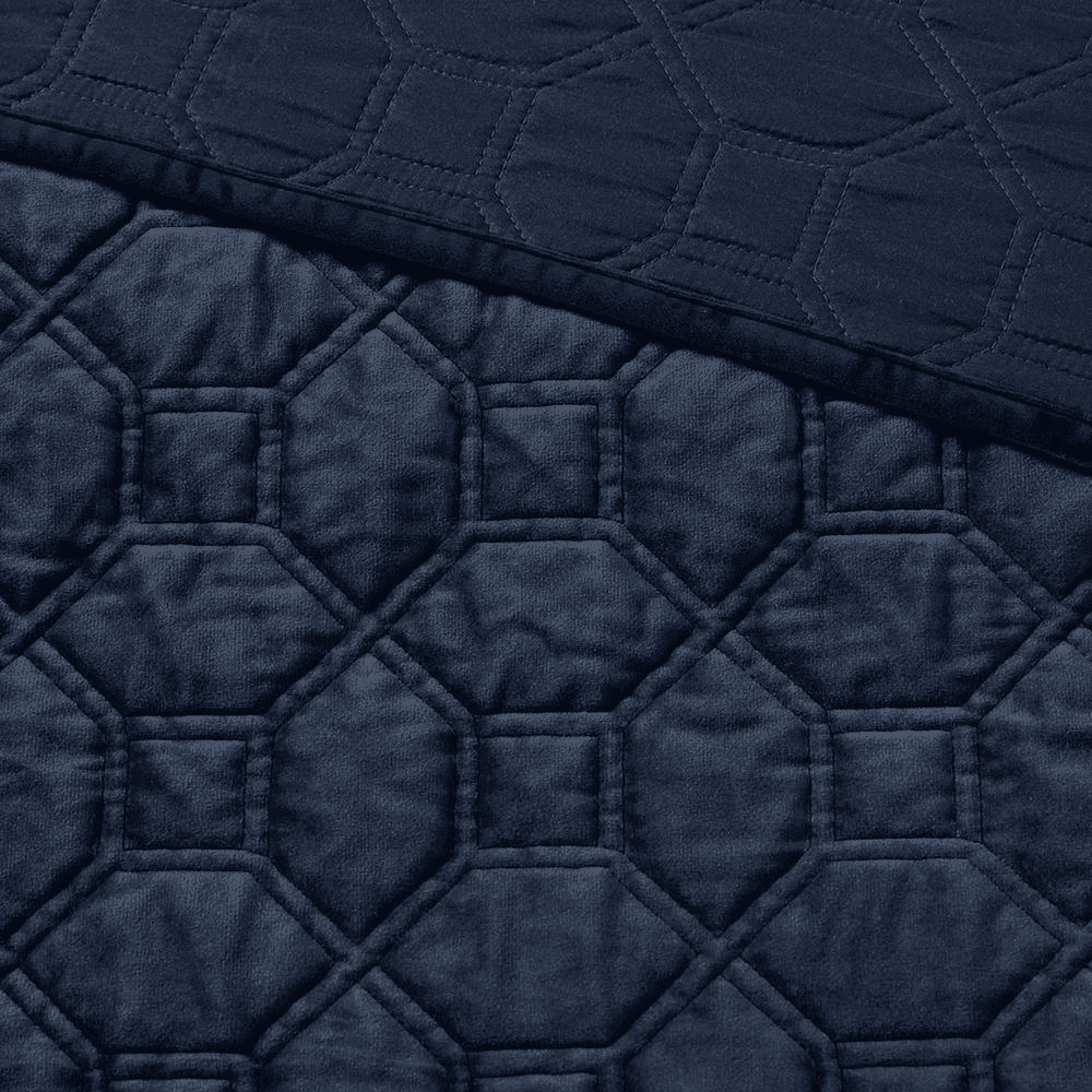 Harper Velvet Quilt Set, 3-Piece – Navy - posh&amp;polish variety