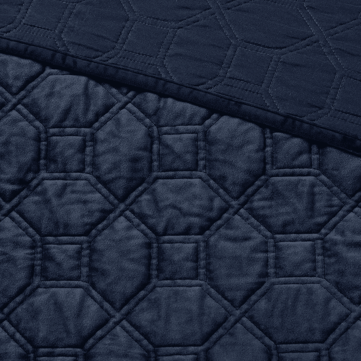 Harper Velvet Quilt Set, 3-Piece – Navy - posh&amp;polish variety