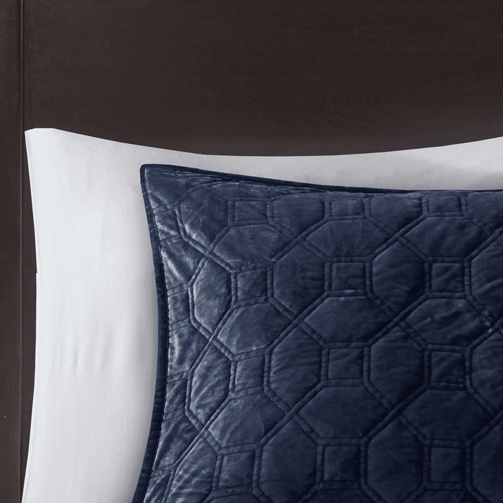 Harper Velvet Quilt Set, 3-Piece – Navy - posh&amp;polish variety