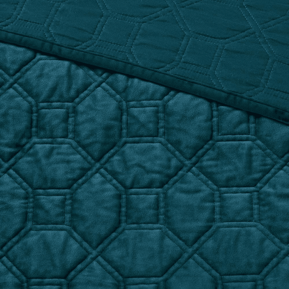 Harper Velvet Quilt Set, 3-Piece – Teal - posh&amp;polish variety