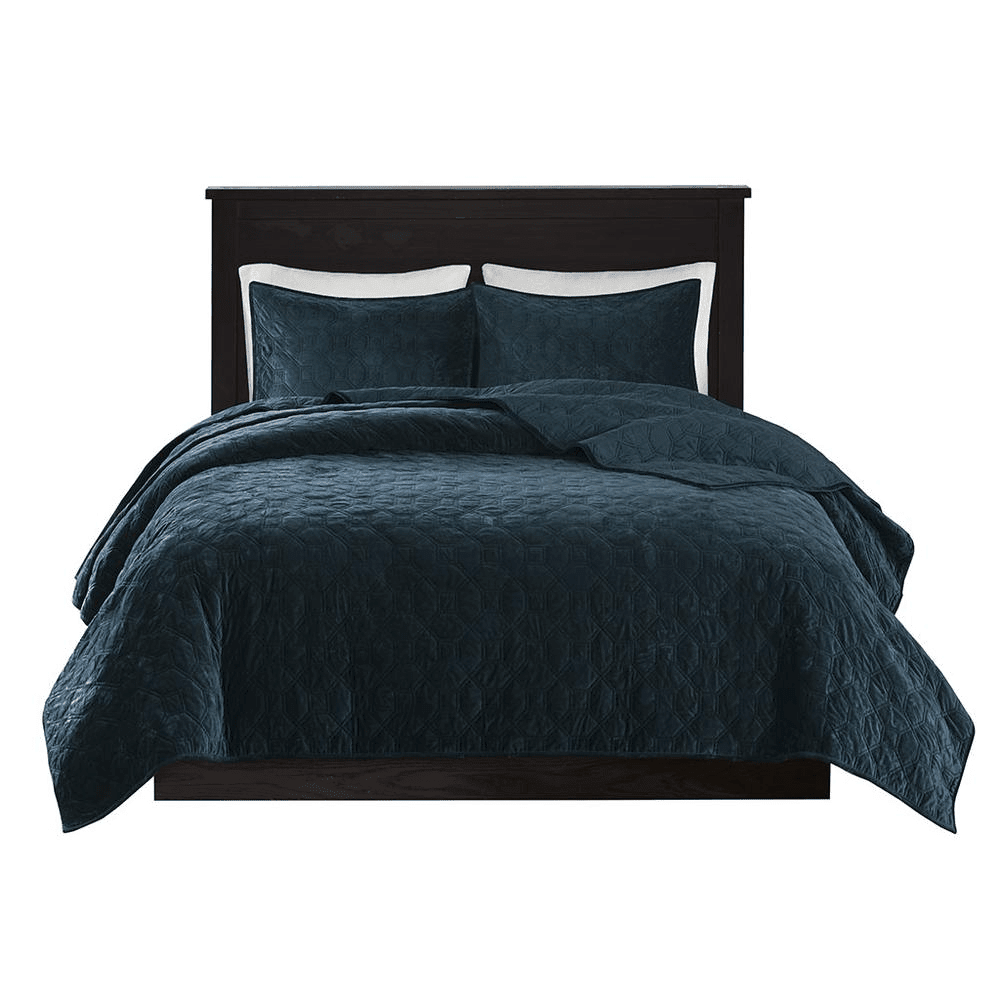 Harper Velvet Quilt Set, 3-Piece – Teal - posh&amp;polish variety