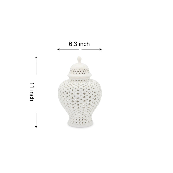 Lattice Ginger Jar (White Ceramic) - posh&amp;polish variety