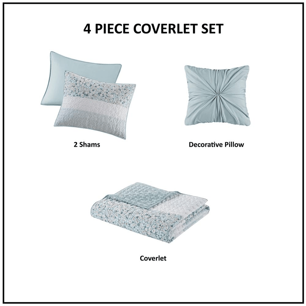 Madison Park Caralie 4-Piece Seersucker Quilt Set - posh&amp;polish variety