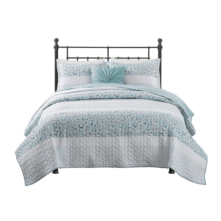 Madison Park Caralie 4-Piece Seersucker Quilt Set - posh&amp;polish variety