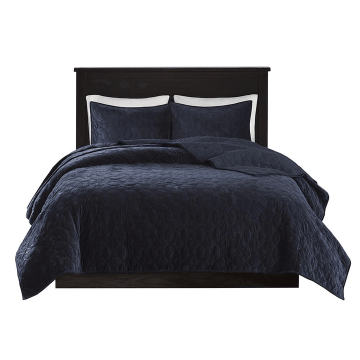 Madison Park Harper Velvet 3-Piece Quilt Set – (Full/Queen) - posh&amp;polish variety