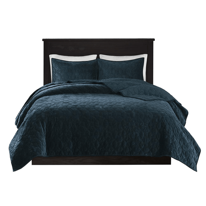 Madison Park Harper Velvet 3-Piece Quilt Set – (Full/Queen) - posh&amp;polish variety