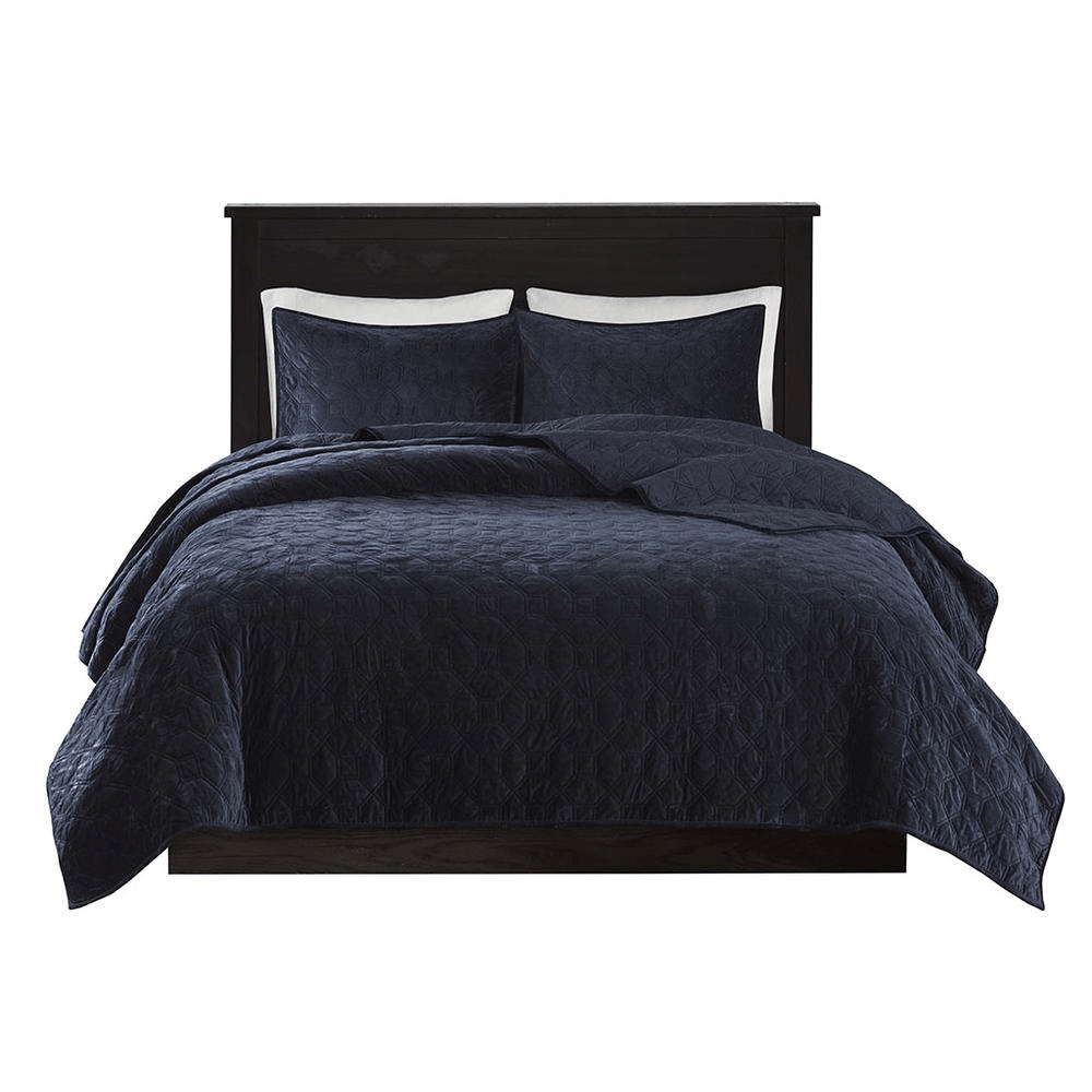 Madison Park Harper Velvet 3-Piece Quilt Set – (Full/Queen) - posh&amp;polish variety