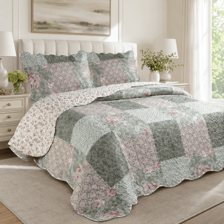 Reversible Cotton Blend Quilt Set, 3-Piece - posh&amp;polish variety