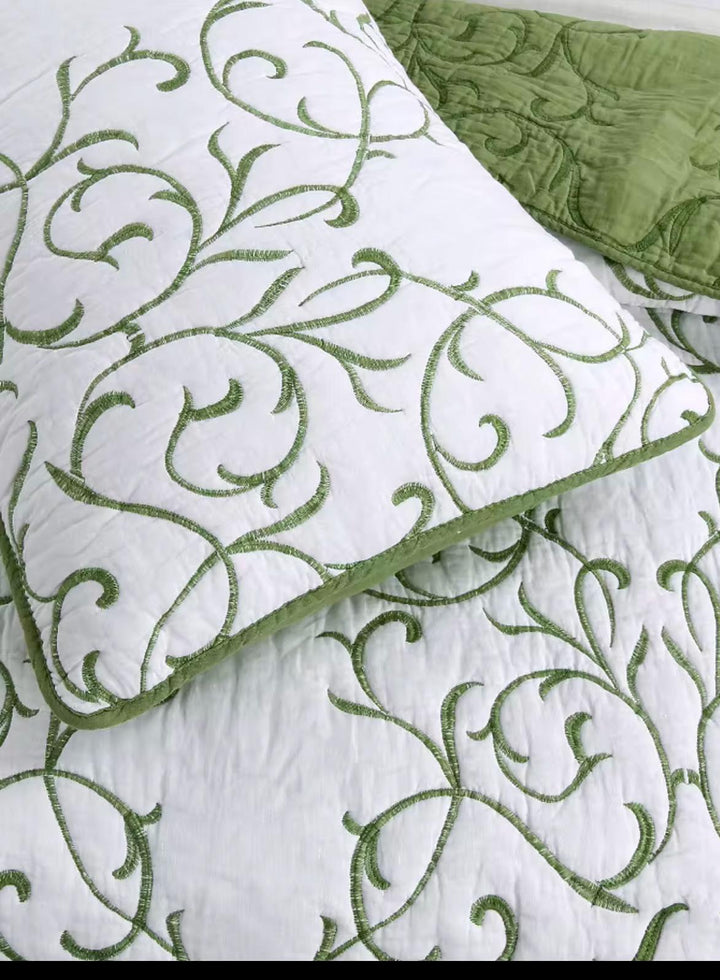 Reversible Cotton Quilt Set Embroidered &amp; Cozy Bedding - posh&amp;polish variety