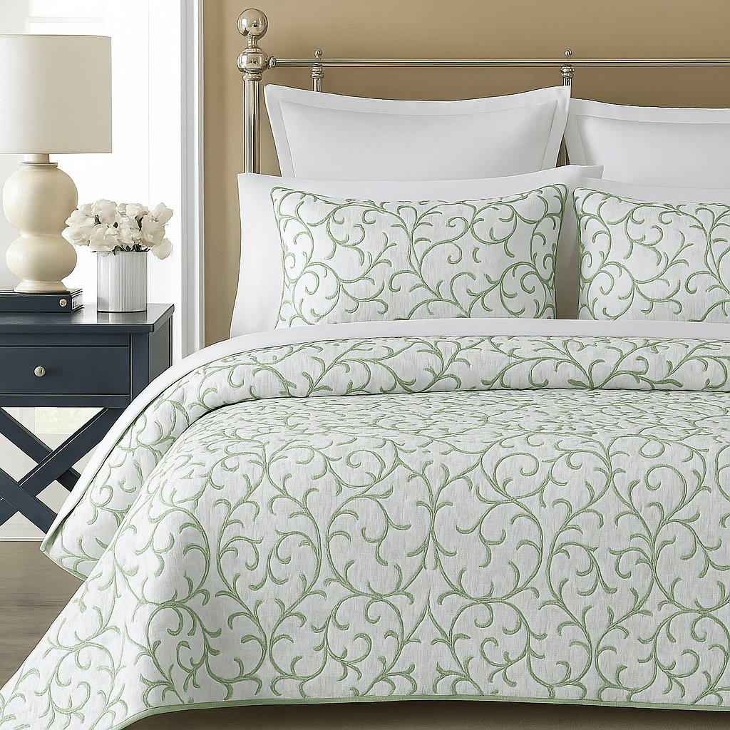 Reversible Cotton Quilt Set Embroidered &amp; Cozy Bedding - posh&amp;polish variety