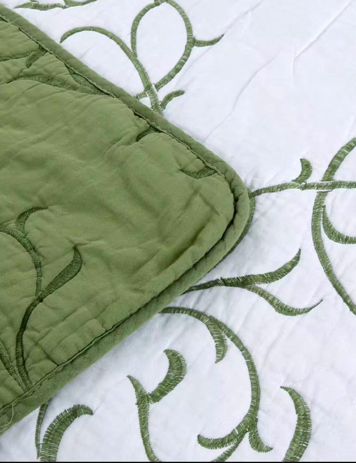 Reversible Cotton Quilt Set Embroidered &amp; Cozy Bedding - posh&amp;polish variety