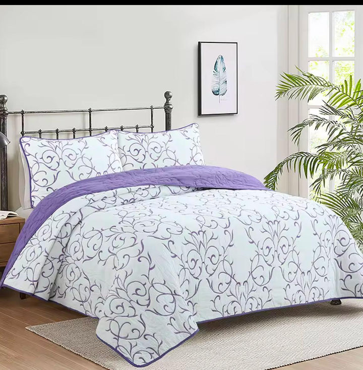 Reversible Cotton Quilt Set Embroidered &amp; Cozy Bedding - posh&amp;polish variety
