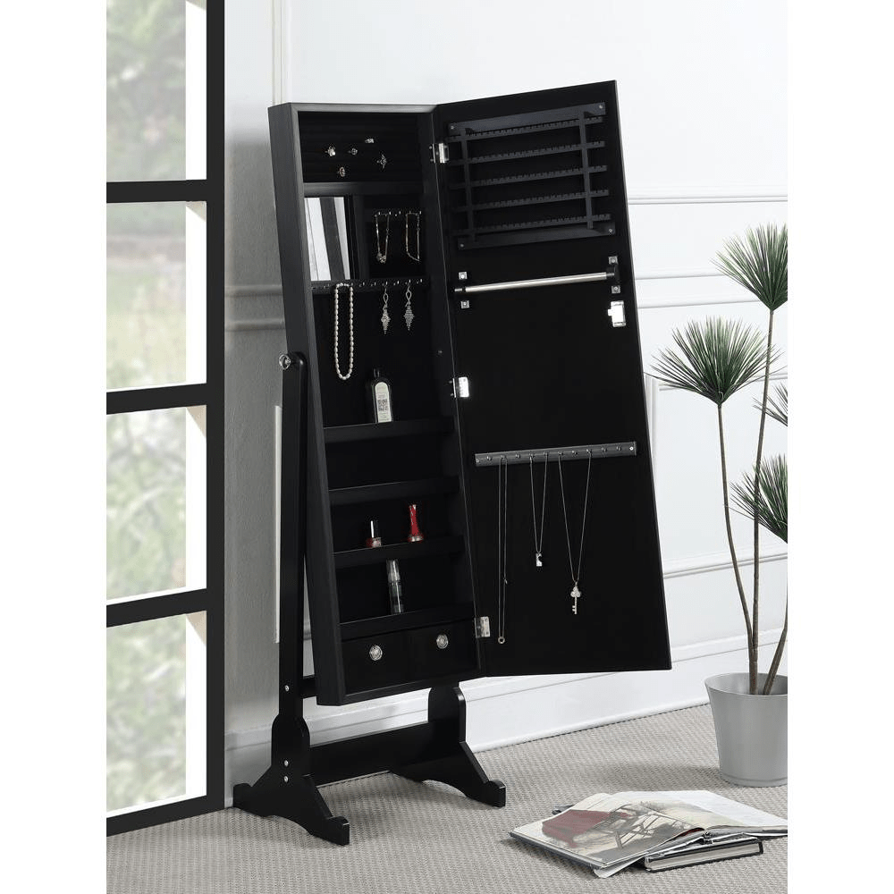 Tutuola Cheval Mirror with Jewelry Storage Black - posh&amp;polish variety