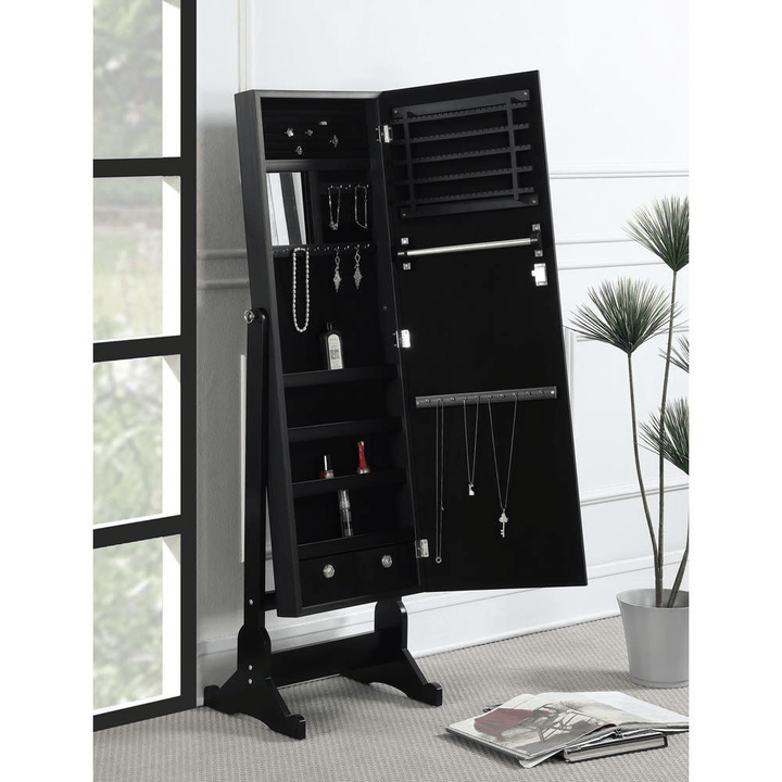 Tutuola Cheval Mirror with Jewelry Storage Black - posh&amp;polish variety