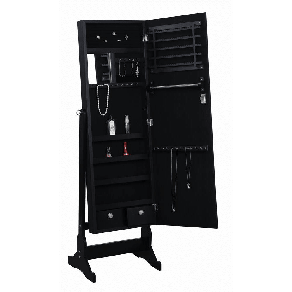Tutuola Cheval Mirror with Jewelry Storage Black - posh&amp;polish variety