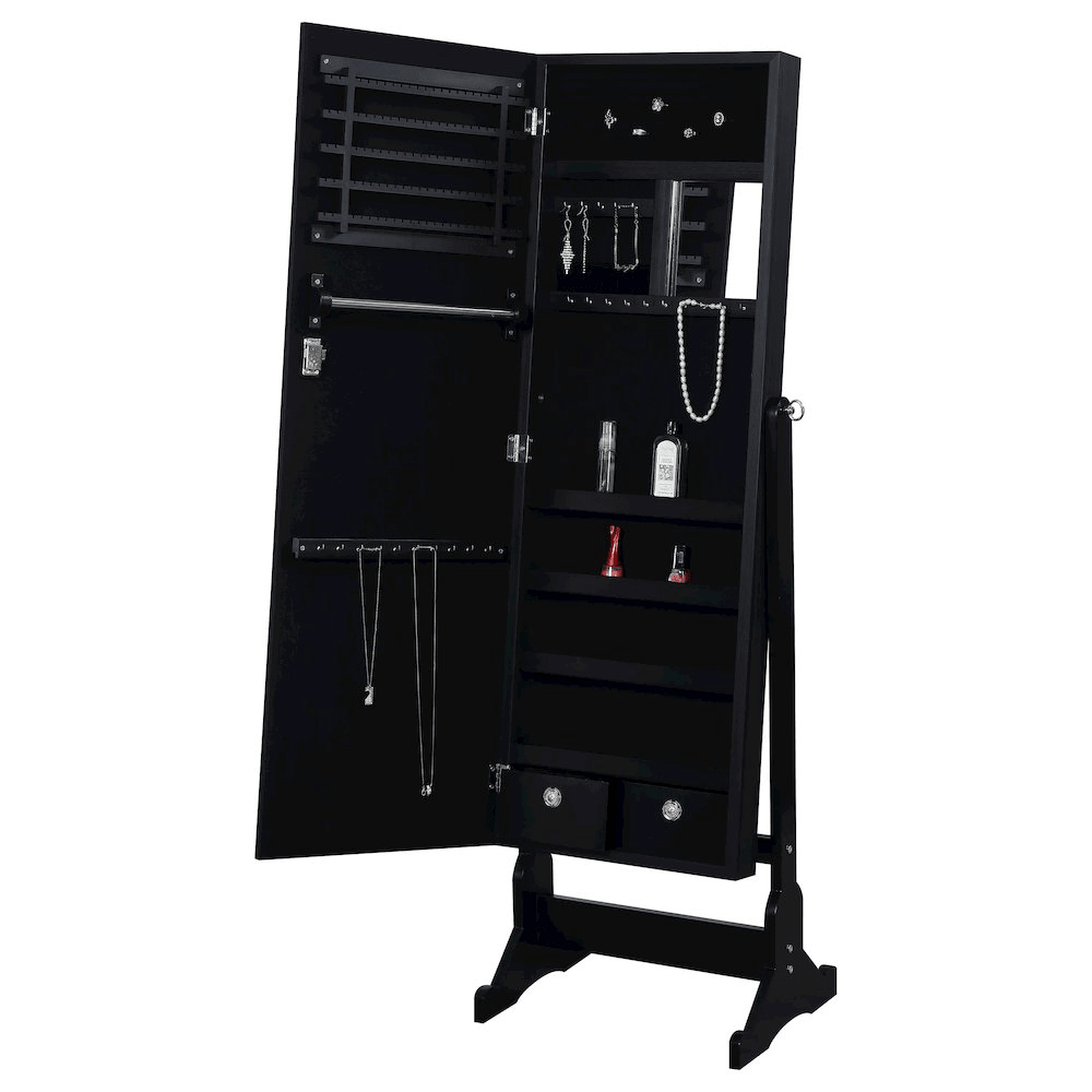 Tutuola Cheval Mirror with Jewelry Storage Black - posh&amp;polish variety