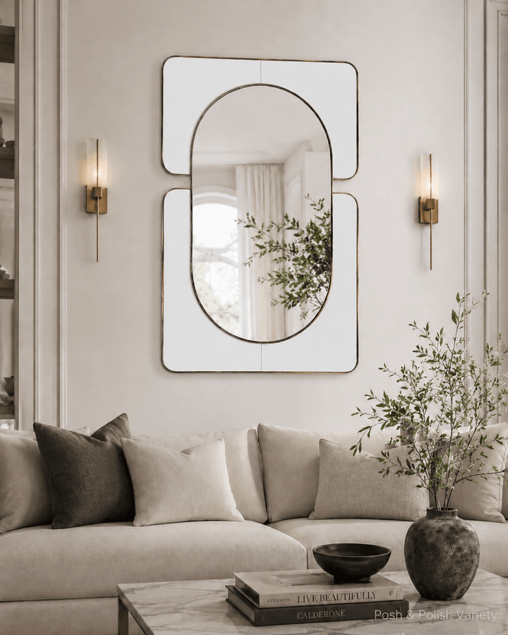 White Embrace Decorative Wall Mirror for Living Room, Bedroom &amp; Entryway - posh&amp;polish variety
