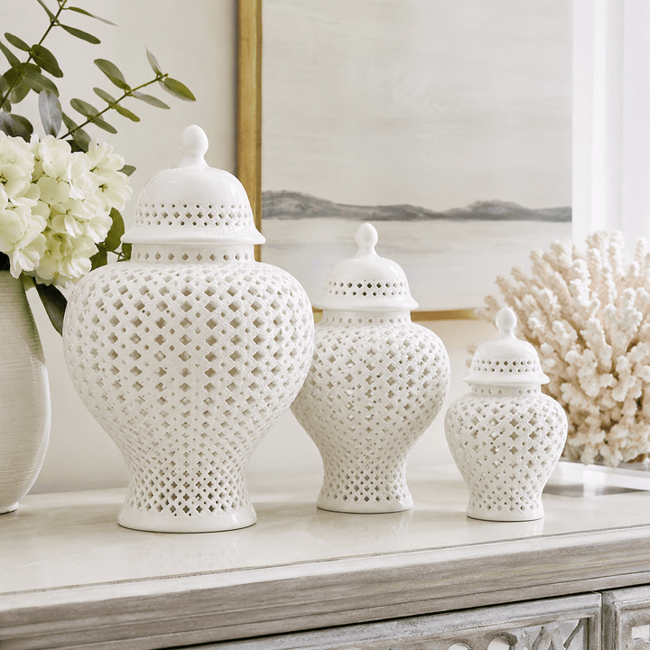 White ceramic Ginger Vase set of 3 - posh&amp;polish variety