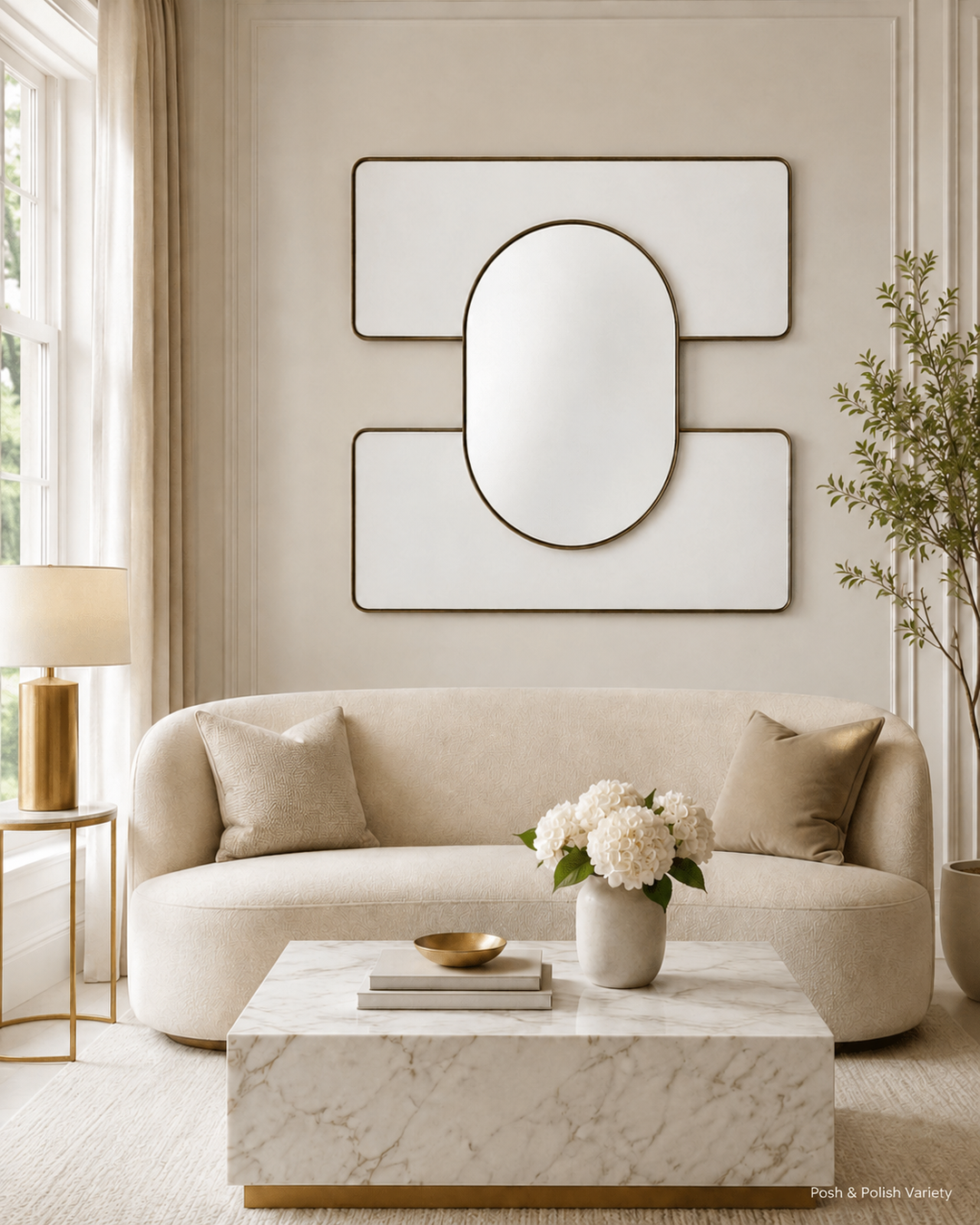 White Embrace 34x34 wall mirror – watermarked image 1 – Posh & Polish Variety