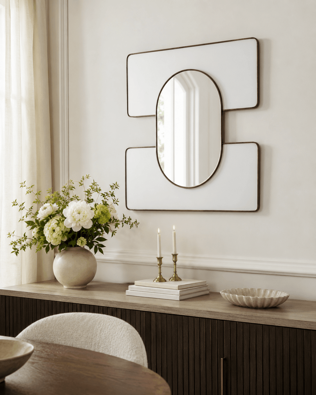 White Embrace Decorative Wall Mirror for Living Room, Bedroom &amp; Entryway 34x34 - posh&amp;polish variety