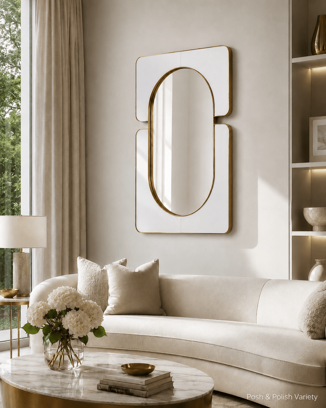White Embrace Decorative Wall Mirror for Living Room, Bedroom & Entryway - posh&polish variety