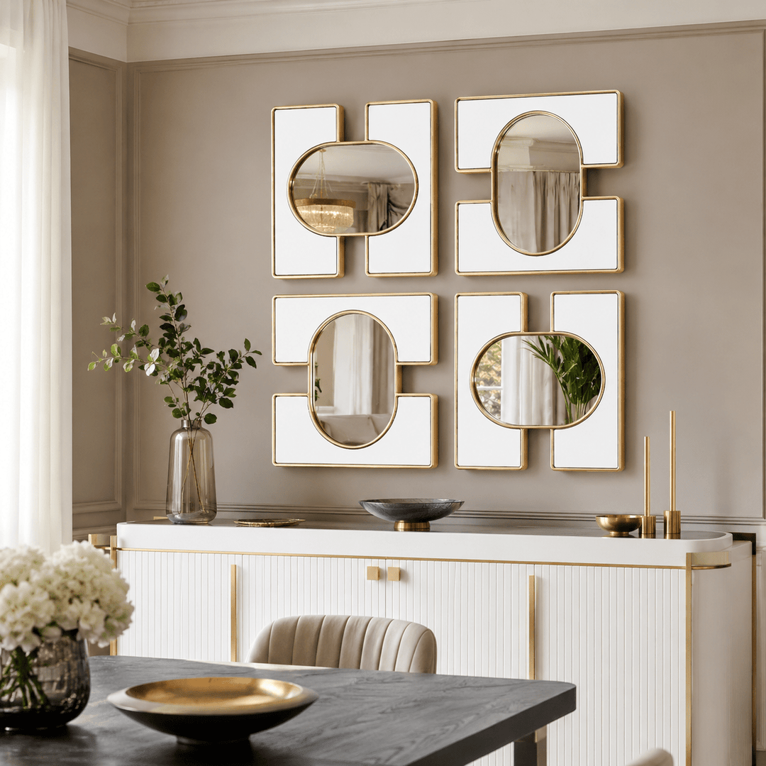 White Embrace Decorative Wall Mirror for Living Room, Bedroom &amp; Entryway24x24 Mirror Bundle – Buy 4 &amp; Save - posh&amp;polish variety