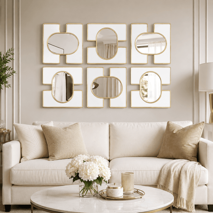 White Embrace Decorative Wall Mirror for Living Room, Bedroom &amp; Entryway24x24 Mirror Bundle – Buy 4 &amp; Save -