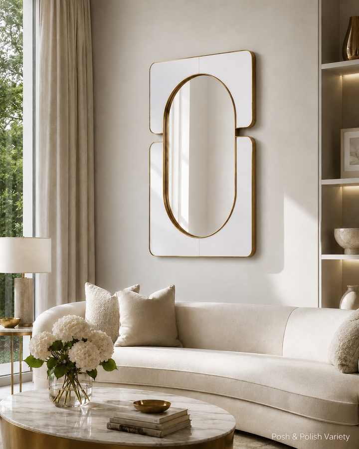 Large White Embrace decorative wall mirror – watermarked image 1 – Posh &amp; Polish Variety