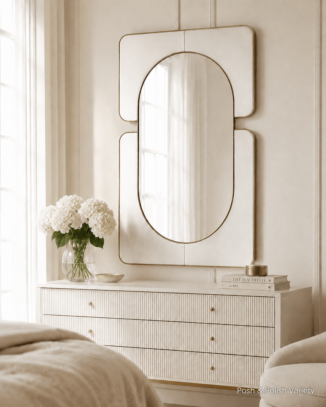 Large White Embrace decorative wall mirror – watermarked image 2 – Posh &amp; Polish Variety