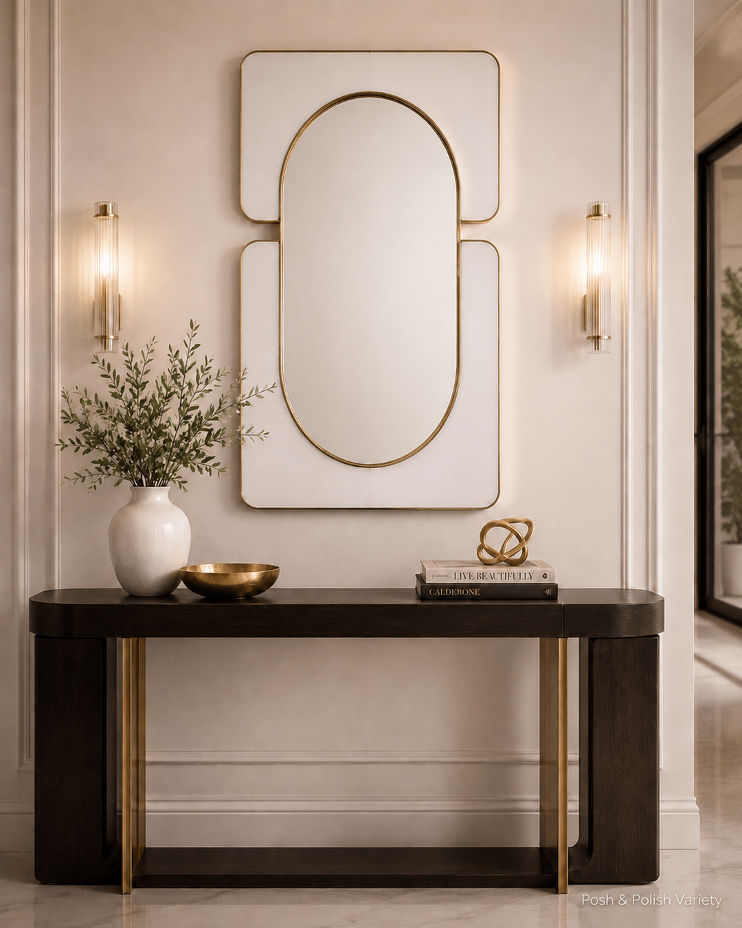 Large White Embrace decorative wall mirror – watermarked image 3 – Posh &amp; Polish Variety
