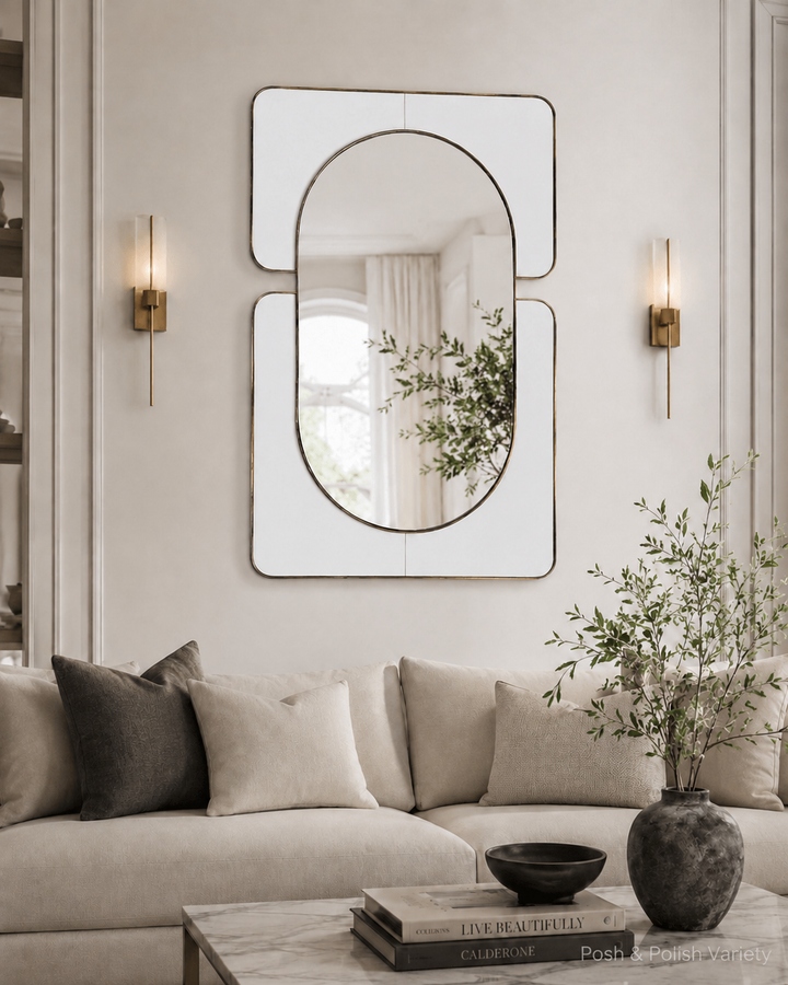 Large White Embrace decorative wall mirror – watermarked image 4 – Posh &amp; Polish Variety