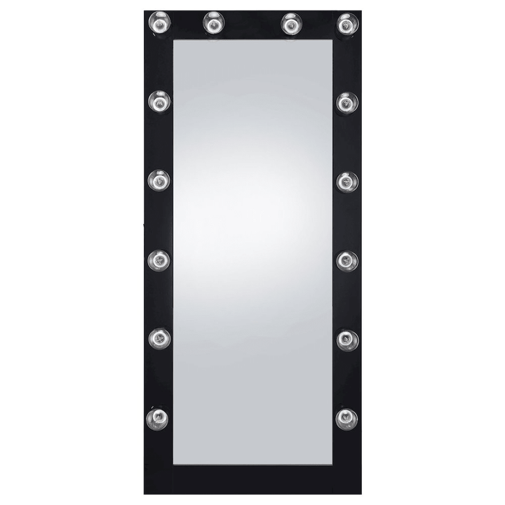 Zayan 32 x 71 Inch Floor Mirror LED Lighting Black Gloss - posh&amp;polish variety