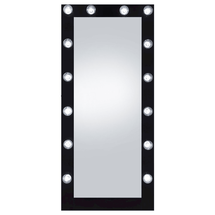 Zayan 32 x 71 Inch Floor Mirror LED Lighting Black Gloss - posh&amp;polish variety
